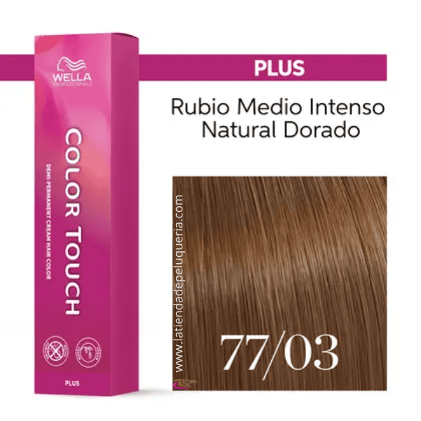 Wella - Baño COLOR TOUCH PLUS 77/03 Rubio Medio Intenso Natural Dorado (vegano) 60 ml