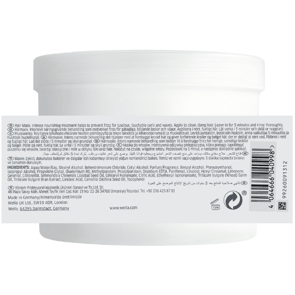 Wella - Mascarilla tratamiento intensivo Nutricurls para rizos y ondas 500 ml