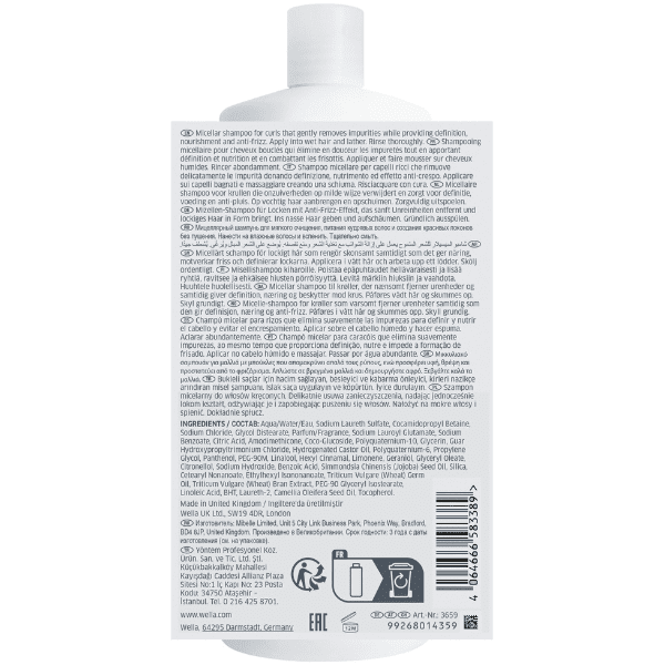Wella - Champú micelar Nutricurls Curls para rizos 1000 ml