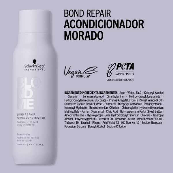 Schwarzkopf Blondme - Acondicionador MORADO Bond Repair 250 ml