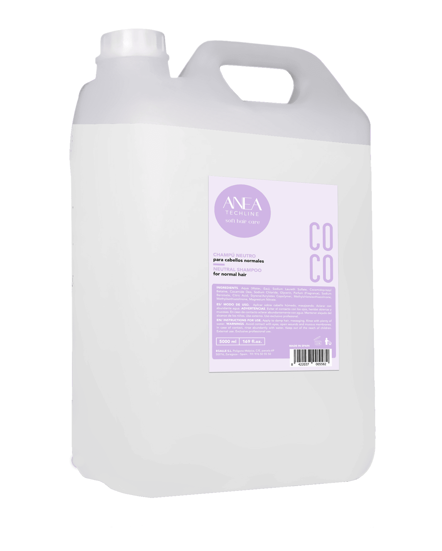 Anea Techline - Champú COCO Neutro para todo tipo de cabellos 5000 ml
