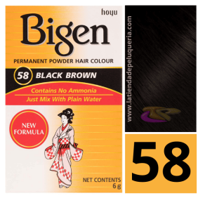 Bigen - Tinte en Polvo Permanente SIN AMONIACO Nº58 Castaño Negro 6 gramos