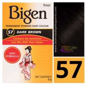 Bigen - Tinte en Polvo Permanente SIN AMONIACO Nº57 Marrón Oscuro 6 gramos