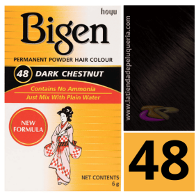 Bigen - Tinte en Polvo Permanente SIN AMONIACO Nº48 Castaño Oscuro 6 gramos