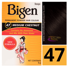 Bigen - Tinte en Polvo Permanente SIN AMONIACO Nº47 Castaño Medio 6 gramos