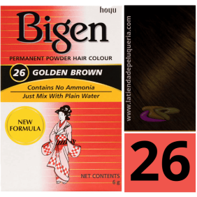 Bigen - Tinte en Polvo Permanente SIN AMONIACO Nº26 Marrón Dorado 6 gramos
