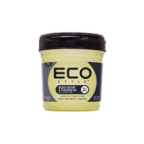 ECO - Gel De Peinado BLACK CASTOR & FLAXSEED OIL (Fijación Extrafuerte) 473 ml