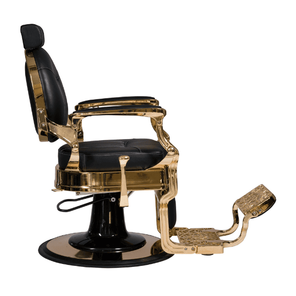 Mudi - Sillón Barbero CAESAR + GOLD BLACK BARBER CHAIR