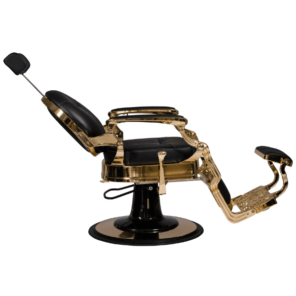 Mudi - Sillón Barbero CAESAR + GOLD BLACK BARBER CHAIR