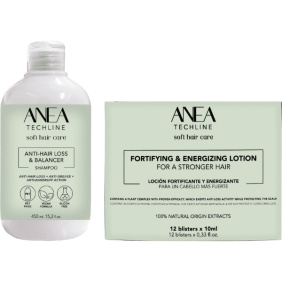 Anea Techline - Pack Anticaída (Champú Anticaída 450 ml + Ampollas Placenta Vegetal ANTICAÍDA 12 ampollas x 10 ml)