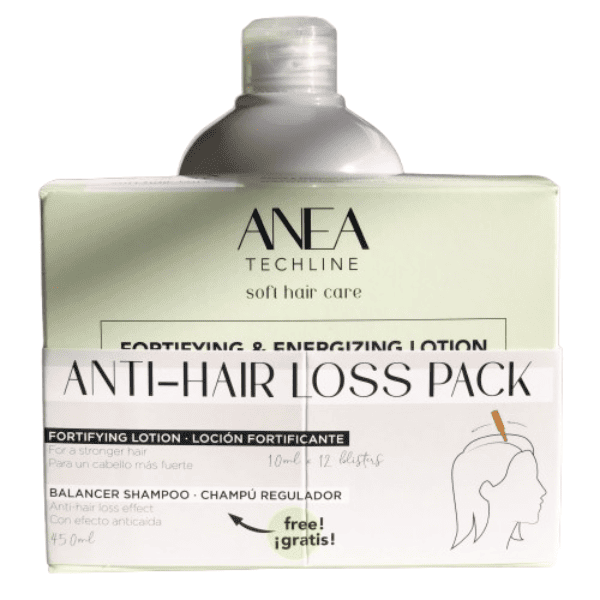 Anea Techline - Pack Anticaída (Champú Anticaída 450 ml + Ampollas Placenta Vegetal ANTICAÍDA 12 ampollas x 10 ml)
