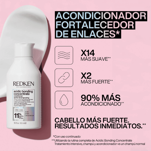 Redken - Acondicionador ACIDIC BONDING CONCENTRATE para Cabello Dañado, Seco y Químicamente Tratado 300 ml
