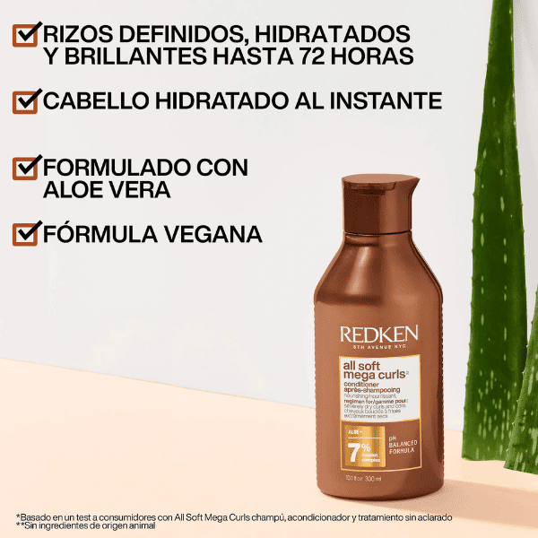 Redken - Acondicionador ALL SOFT MEGA CURLS para Cabellos Rizados y Ondulados 300 ml