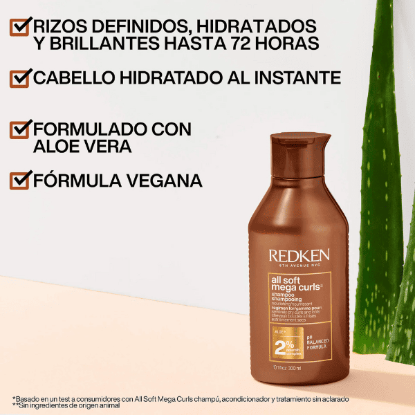 Redken - Champú ALL SOFT MEGA CURLS para Cabellos Rizados y Ondulados 300 ml