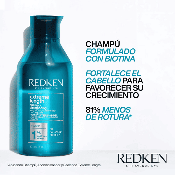 Redken - Champú EXTREME LENGHT para Cabello Frágil y Quebradizo 300 ml