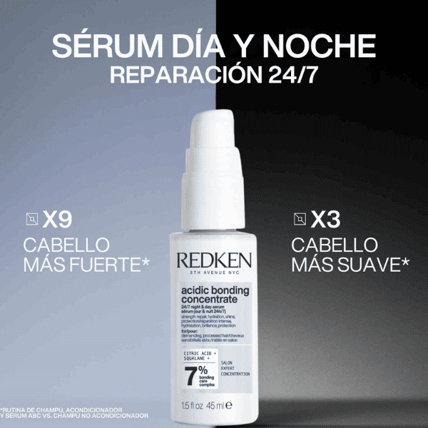 Redken - Sérum 24/7 Día y Noche ACIDIC BONDING CONCENTRATE para Cabello Dañado, Seco y Químicamente Tratado 45 ml