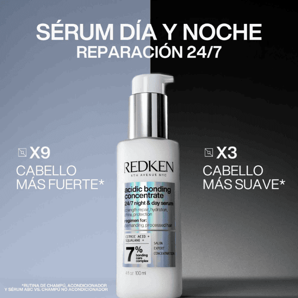 Redken - Sérum 24/7 Día y Noche ACIDIC BONDING CONCENTRATE para Cabello Dañado, Seco y Químicamente Tratado 100 ml
