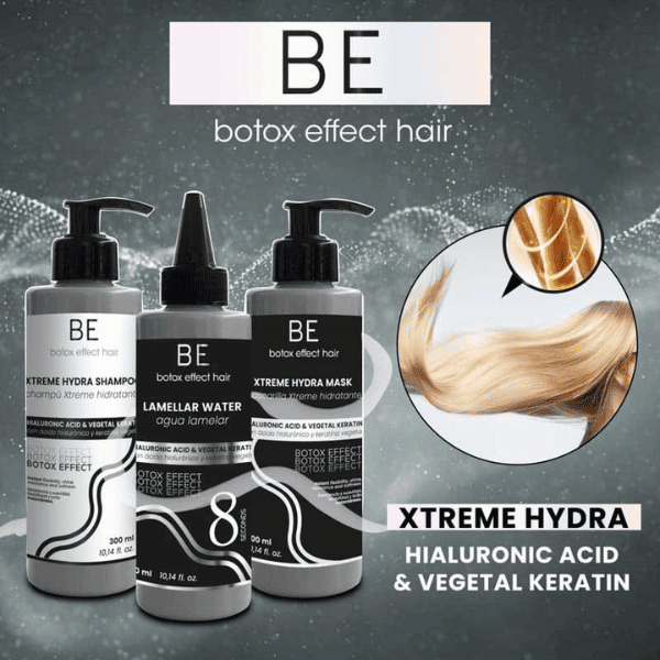 Be Teknic - Pack Hidratación Extrema Efecto Botox (Champú 300ml + Agua Lamelar 300ml + Mascarilla 300ml)