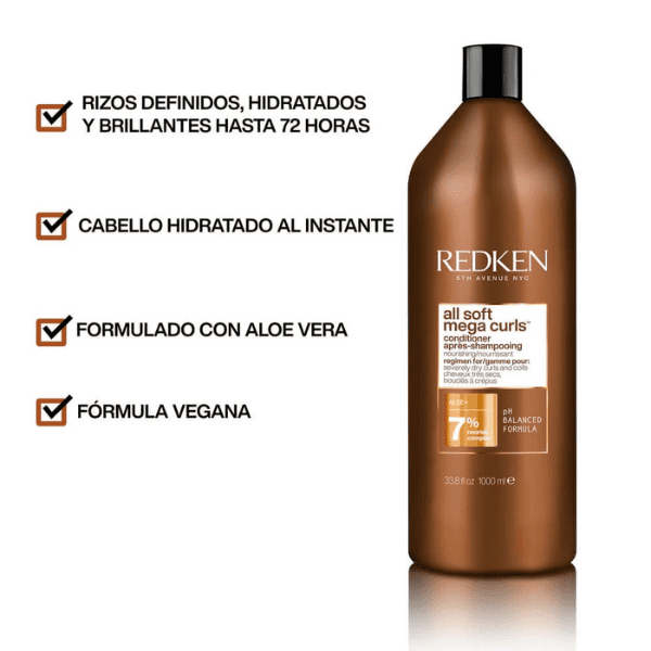 Redken - Acondicionador ALL SOFT MEGA CURLS para Cabellos Rizados y Ondulados 1000 ml