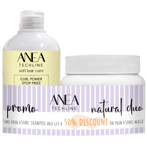 Anea Techline - Pack Dúo RIZOS para Cabellos Rizados (Champú 450 ml + Mascarilla 450 gr)