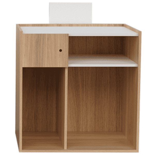 Mudi - Recepción MANAAKI WOODEN RECEPTION DESK OAK DECO IN WHITE