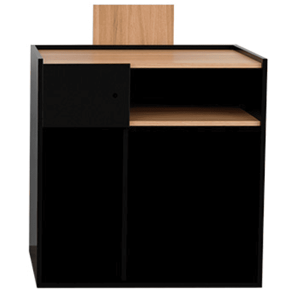 Mudi - Recepción KARIBU WOODEN RECEPTION DESK BLACK DECO IN OAK