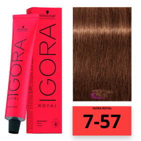 Schwarzkopf - Tinte Igora Royal 7/57 Rubio Medio Dorado Cobrizo 60 ml 