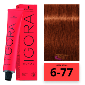 Schwarzkopf - Tinte Igora Royal 6/77 Rubio Oscuro Cobrizo Intenso 60 ml 