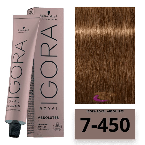 Schwarzkopf - Tinte Igora Royal Absolutes Age Blend 7/450 Rubio Medio Beige Dorado 60 ml 