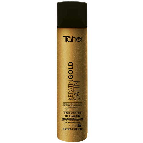 Tahe Botanic - Laca Satin Keratin Gold Nº5 Fijación Extra-Fuerte 400 ml