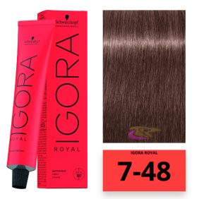 Schwarzkopf - Tinte Igora Royal 7/48 Rubio Medio Beige Rojo 60 ml 