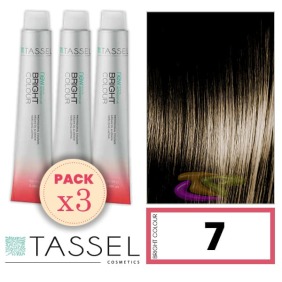 Tassel - Pack 3 Tintes BRIGHT COLOUR con Argán y Keratina Nº 7 RUBIO MEDIO 100 ml