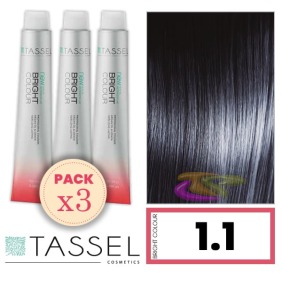 Tassel - Pack 3 Tintes BRIGHT COLOUR con Argán y Keratina Nº 1.1 NEGRO AZUL 100 ml