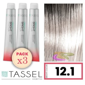Tassel - Pack 3 Tintes BRIGHT COLOUR con Argán y Keratina Nº 12.1 SUPERACLARANTE RUBIO CENIZA 100 ml