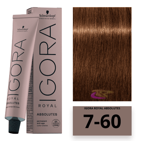 Schwarzkopf - Tinte Igora Royal Absolutes 7/60 Rubio Medio Marrón Natural 60 ml 