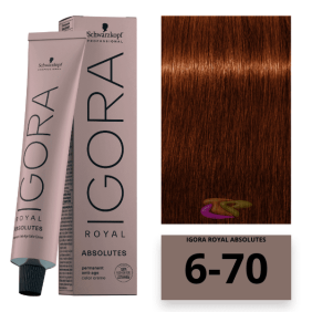 Schwarzkopf - Tinte Igora Royal Absolutes 6/70 Rubio Oscuro Cobrizo Natural 60 ml 