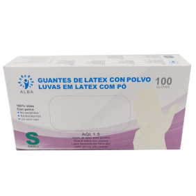 Alba - Guantes desechables LATEX CON POLVO Talla S (100 uds)(003000)