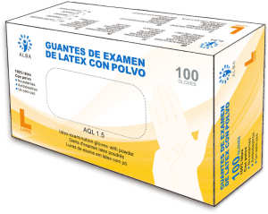 Alba - Guantes desechables LATEX CON POLVO Talla L (100 uds)(003024)