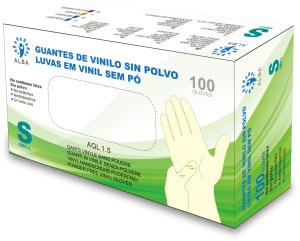 Alba - Guantes desechables VINILO SIN POLVO Talla S (100 uds)(003123)