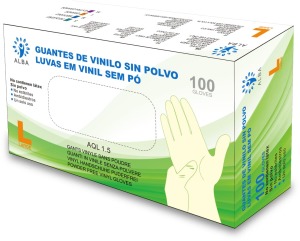 Alba - Guantes desechables VINILO SIN POLVO Talla L (100 uds)(003147)