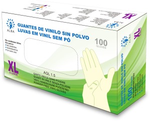 Alba - Guantes desechables VINILO SIN POLVO Talla XL (100 uds)(003154)