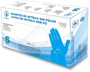 Alba - Guantes desechables NITRILO SIN POLVO Azul Talla S (100 uds) (003161)