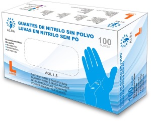 Alba - Guantes desechables NITRILO SIN POLVO Azul Talla L (100 uds) (003185)