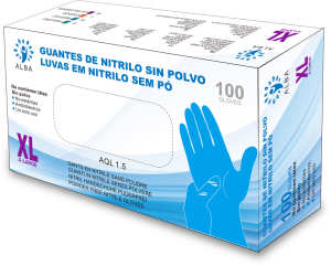 Alba - Guantes desechables NITRILO SIN POLVO Azul Talla XL (100 uds) (003192)