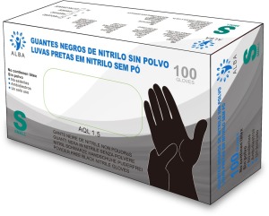 Alba - Guantes desechables NITRILO SIN POLVO Negros Talla S (100 uds)(003321)