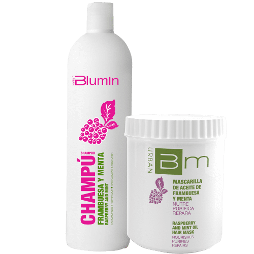 Blumin Urban - Pack Oferta Frambuesa y Menta (Purificante) (Champú 1000 ml + Mascarilla 700 ml)