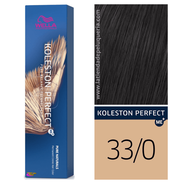 Wella - Tinte Koleston Perfect ME+ Pure Naturals 33/0 (ideal canas rebeldes) Castaño Oscuro Intenso 60 ml