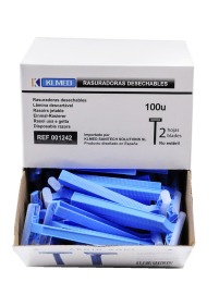 Klmed - Cuchillas rasuradoras DOBLE hoja en color AZUL en caja de 100 uds (001242)