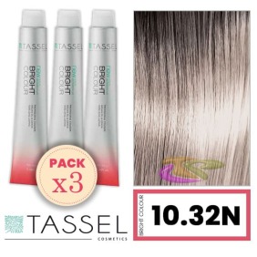 Tassel - Pack 3 Tintes BRIGHT COLOUR con Argán y Keratina Nº 10.32N RUBIO SUPER CLARO BEIGE 100 ml