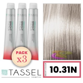 Tassel - Pack 3 Tintes BRIGHT COLOUR con Argán y Keratina Nº 10.31N RUBIO SUPER CLARO DORADO CENIZA 100 ml